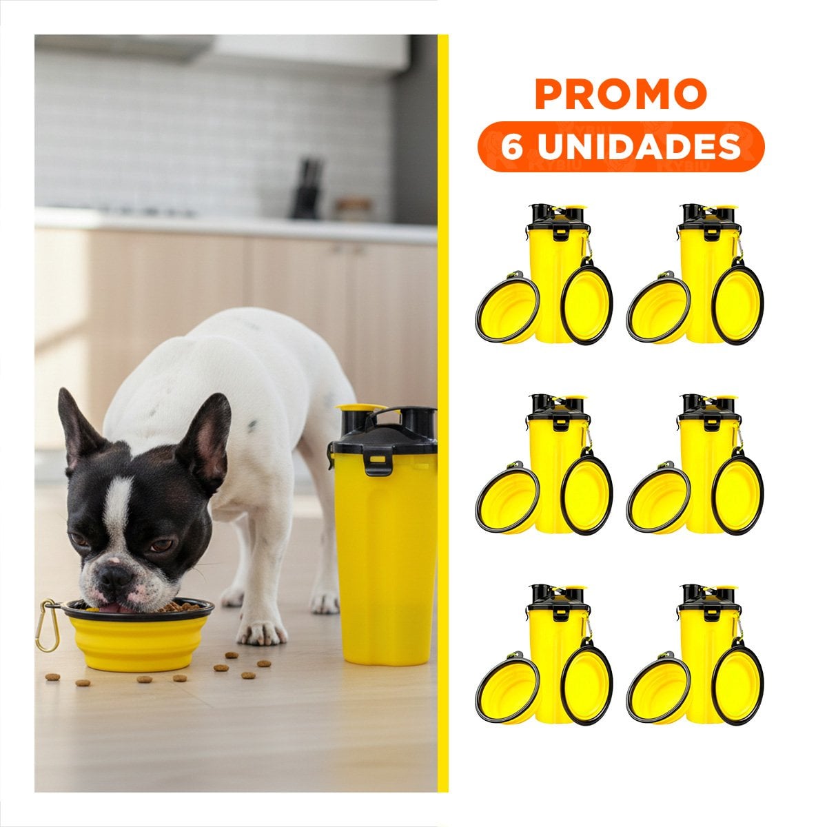 PACK6 CONTENEDOR DOBLE FUNCION CON BEBEDERO AMARILLO - 1