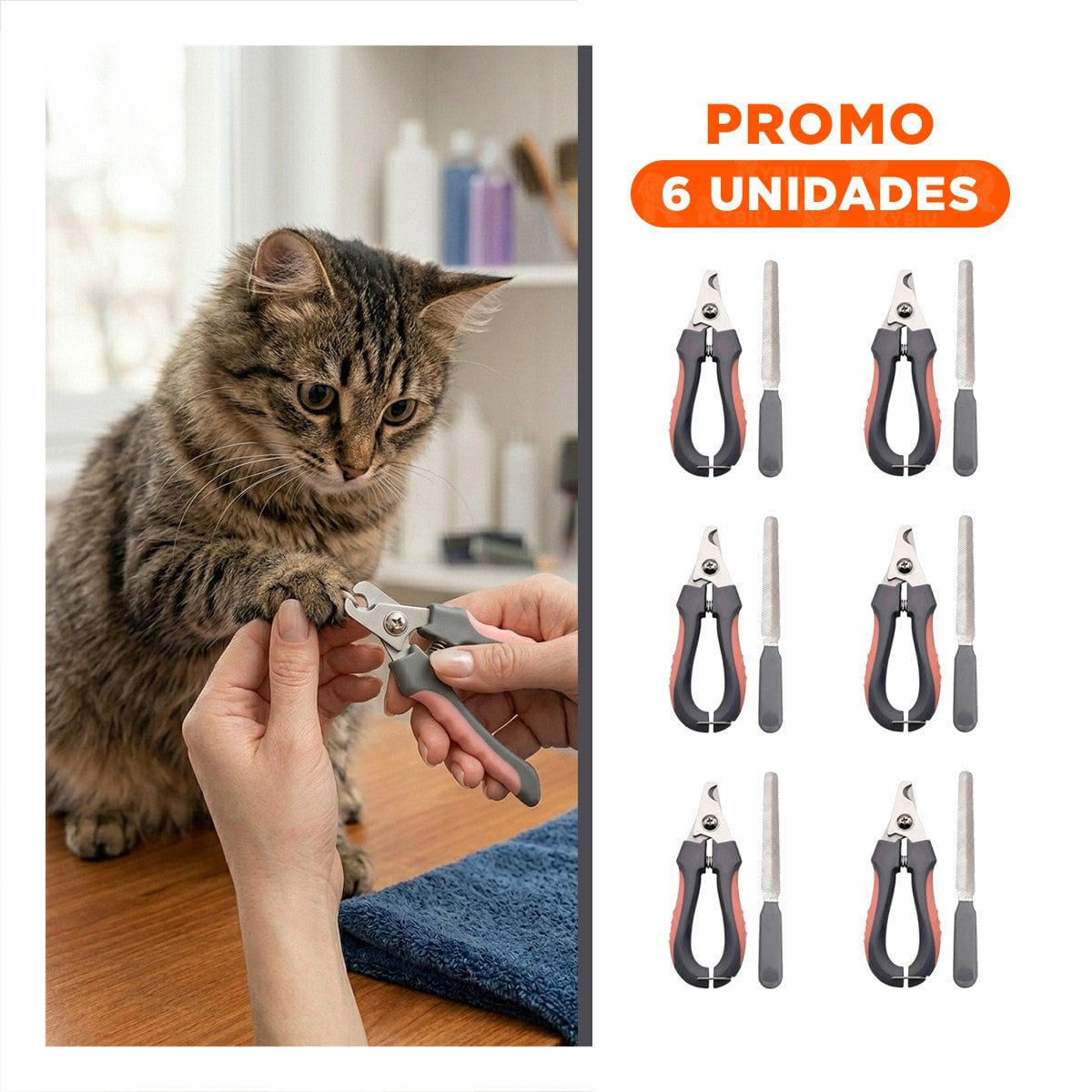PACK6 HERRAMIENTA COMPACTA ROSADA CON LIMA PARA MASCOTA PEQUENO - 1