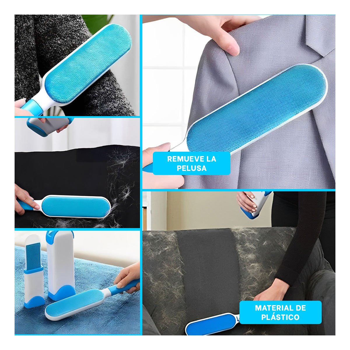 PACK12 PINCEL LIMPIA PELUSA CELESTE PRACTICO PARA ROPA Y CASA Y+PAPEL REGALO - 2