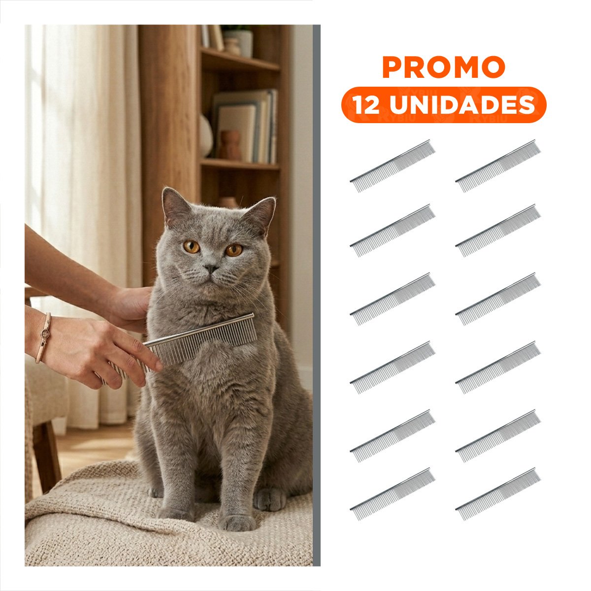 PACK12 UTENSILIO PRACTICO PARA CUIDADO DIARIO DE MASCOTA PLATEADO Y+REGALO STICKER - 1
