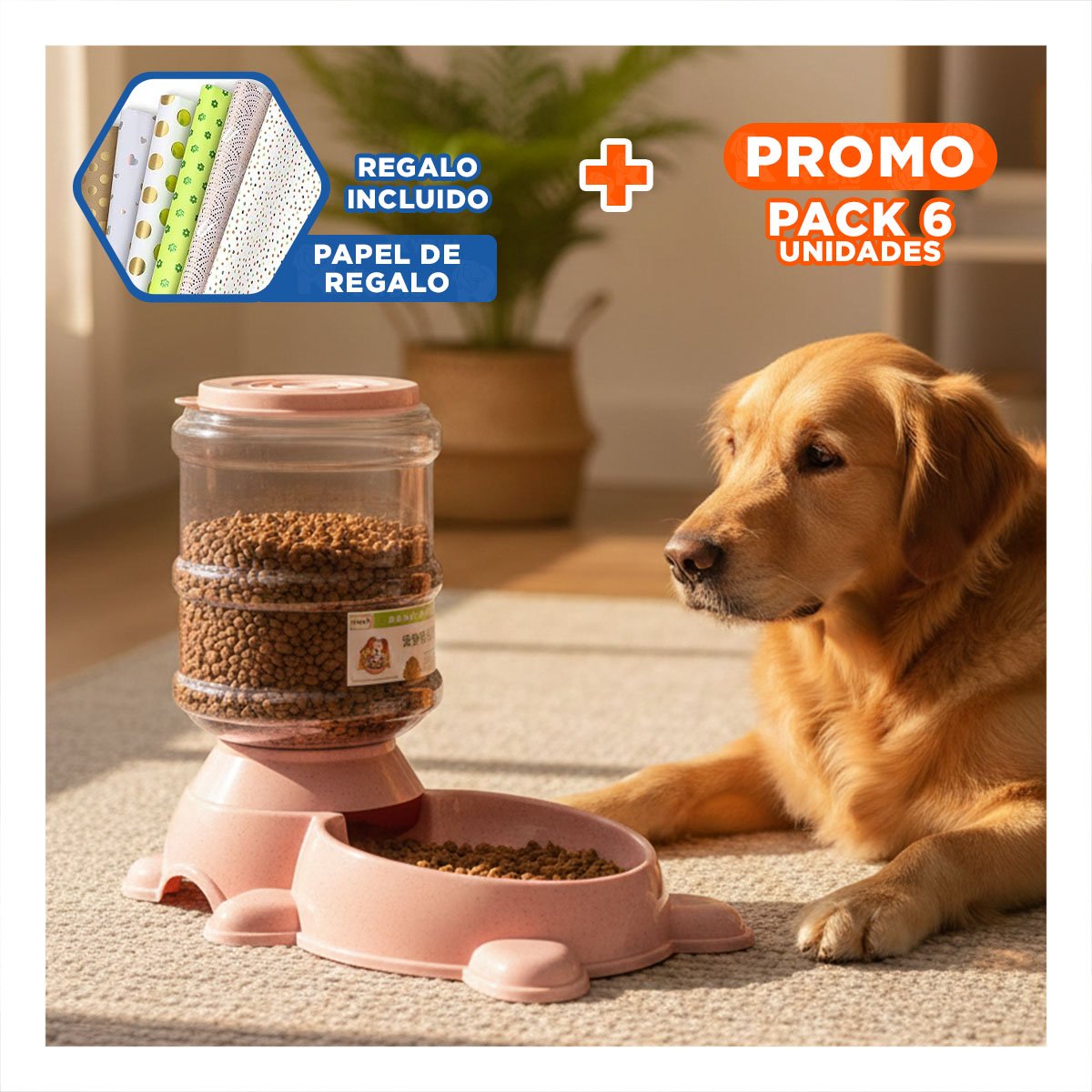 PACK6 UTENSILIO DOBLE CON BIDON ROSADO, SEGURO Y RESISTENTE Y+PAPEL REGALO - 1