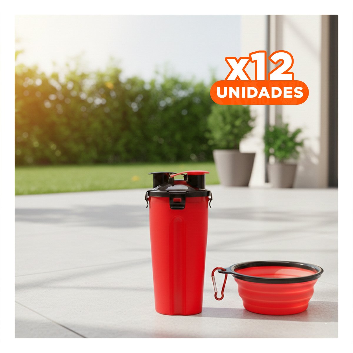 PACK12 ACCESORIO DE VIAJE PARA AGUA Y COMIDA ROJO - 1