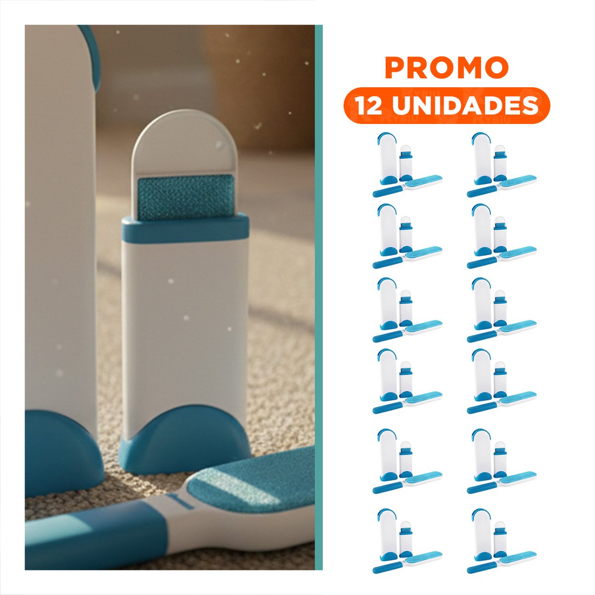 PACK12 PINCEL DESPRENDE PELUSA CELESTE GRANDE PARA MANTENER TODO HOGAR Y+REGALO STICKER - 1