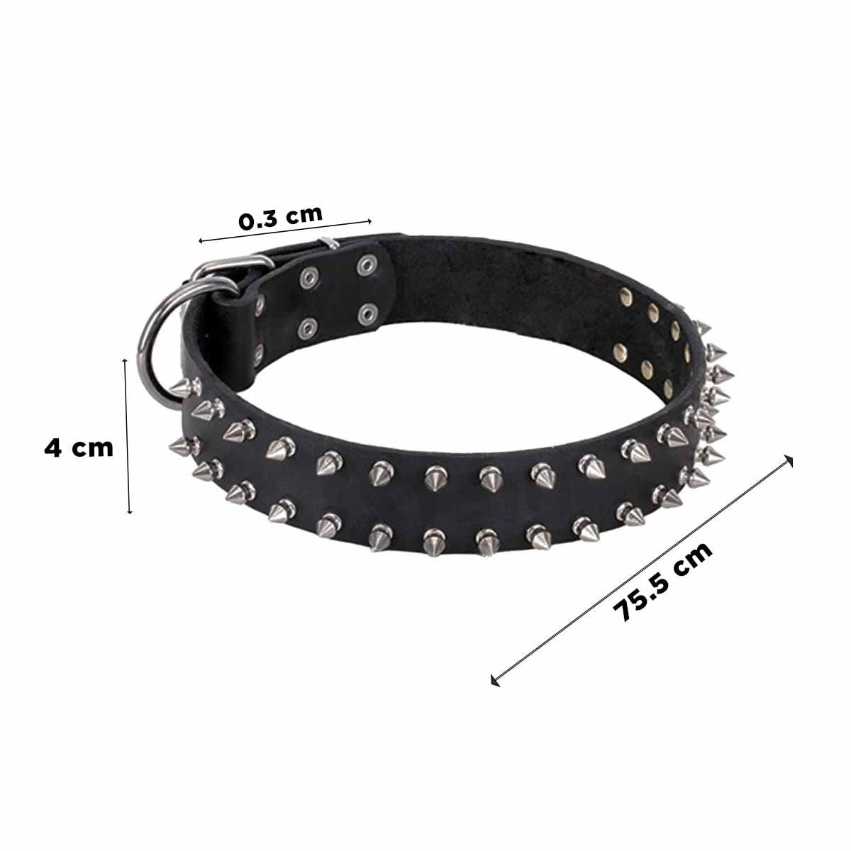 PACK4 COLLARIN NEGRO DE CUERO CON PUAS TALLA XL RESISTENTE Y ESTILIZADO PARA PERROS - 4