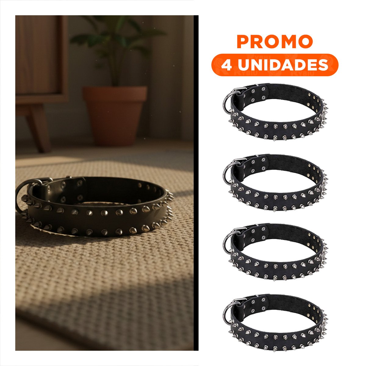 PACK4 COLLARIN NEGRO CON DETALLES EN PUAS TALLA L COMODO Y DURABLE Y+REGALO STICKER - 1