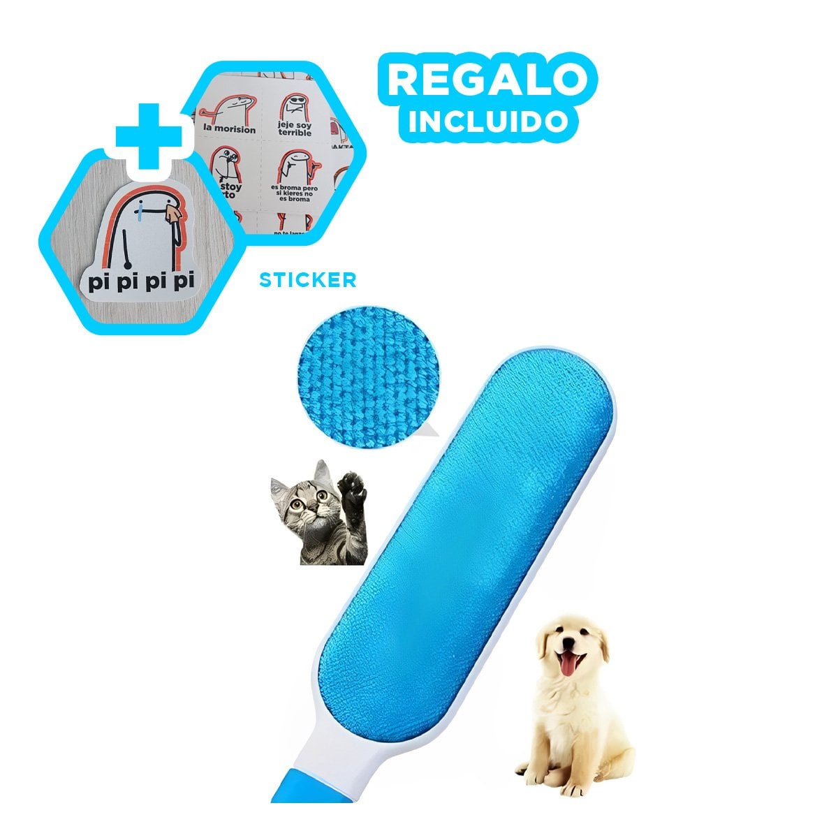 RODILLO REMOVEDOR DE PELUSA CELESTE PARA ROPA Y CASA CON COMODIDAD Y+REGALO STICKER - 1