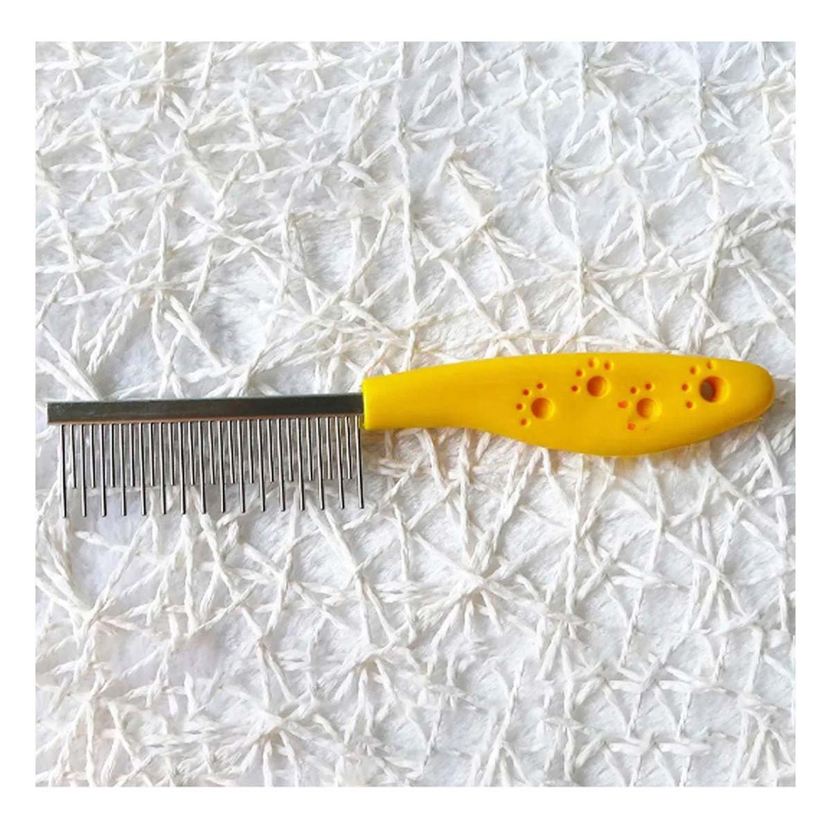 PACK12 CEPILLO DE PELO PROFESIONAL PARA MASCOTAS CON MANGO AMARILLO Y+PAPEL REGALO - 3
