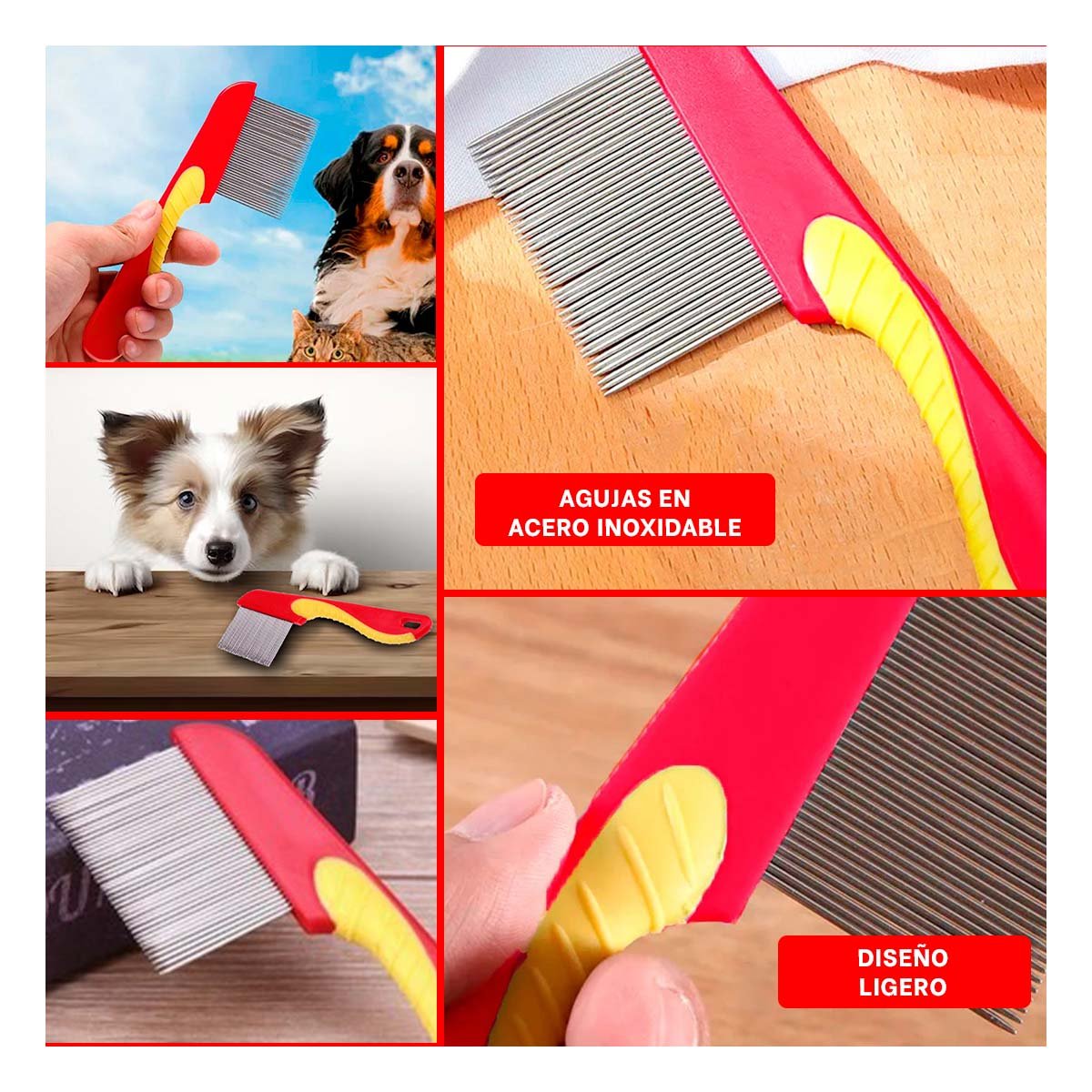 PACK12 ACCESORIO MANUAL REMOVEDOR DE PIOJOS ACERO INOXIDABLE ROJO Y+PAPEL REGALO - 2