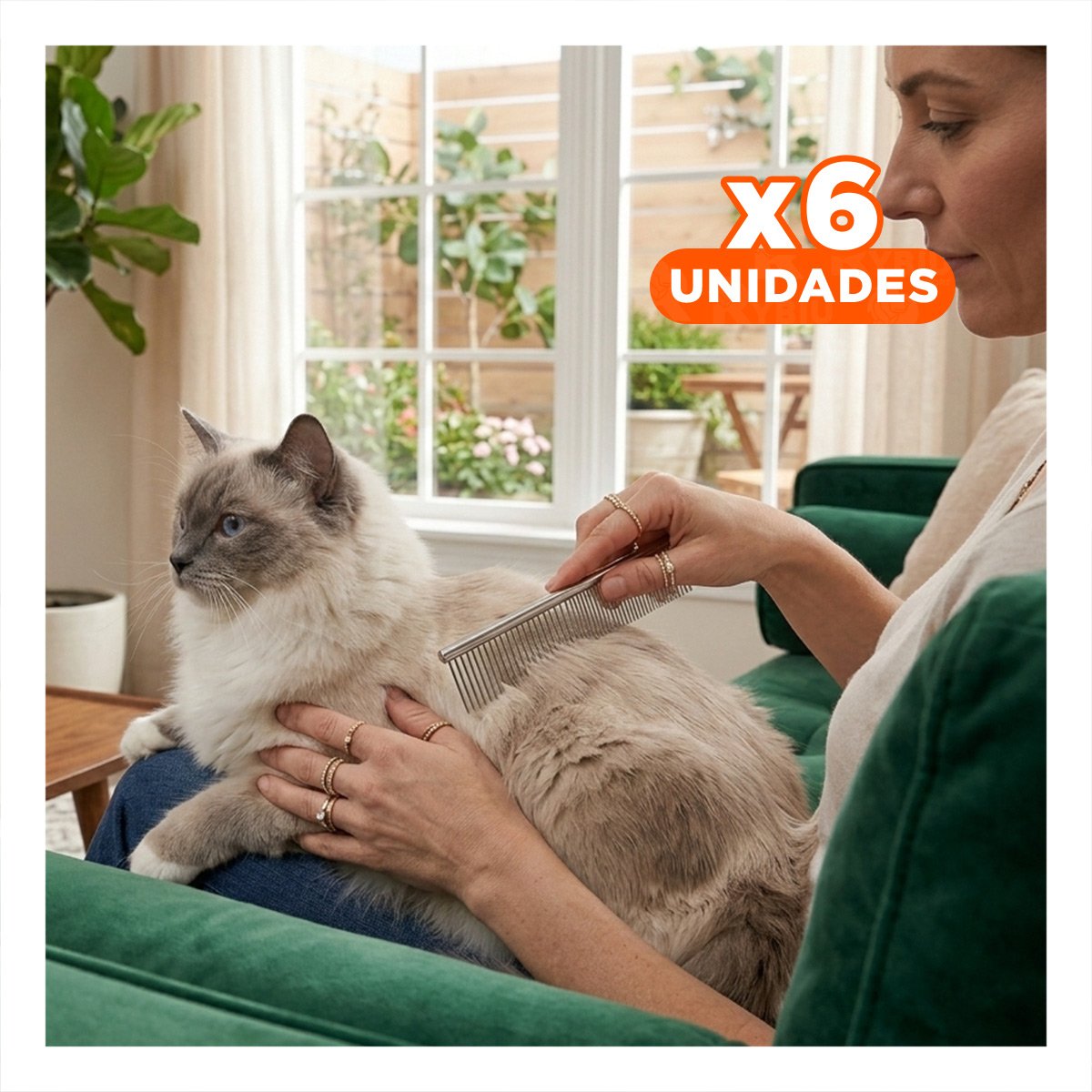 PACK6 UTENSILIO METALICO QUITA NUDOS PARA MASCOTA PLATEADO Y+REGALO STICKER - 1