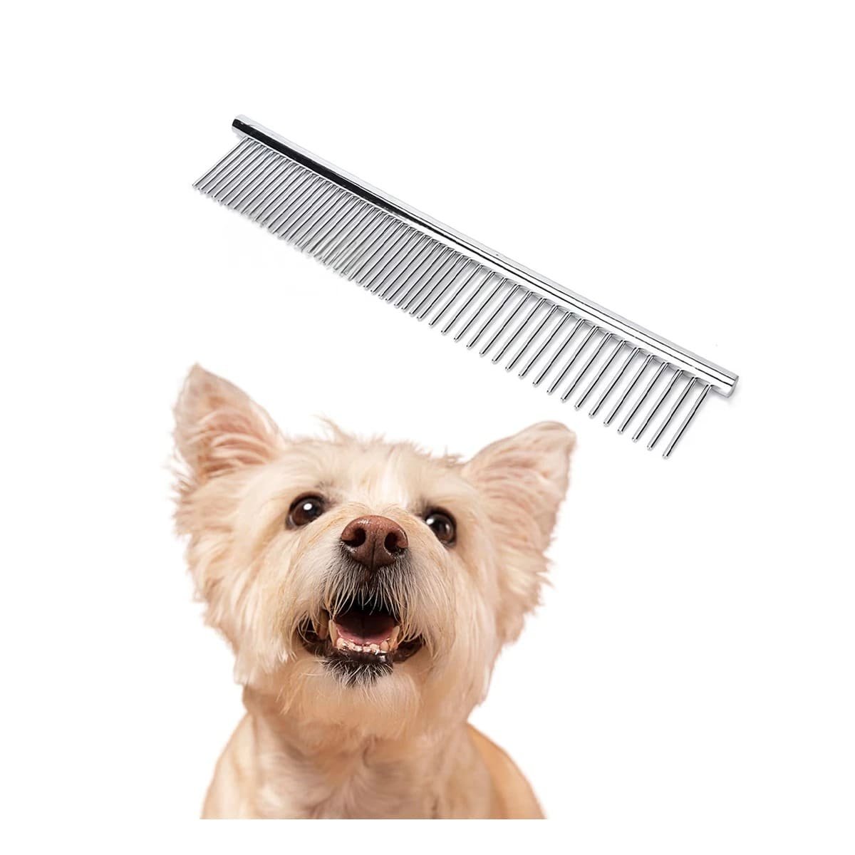 PACK6 UTENSILIO METALICO QUITA NUDOS PARA MASCOTA PLATEADO Y+REGALO STICKER - 2