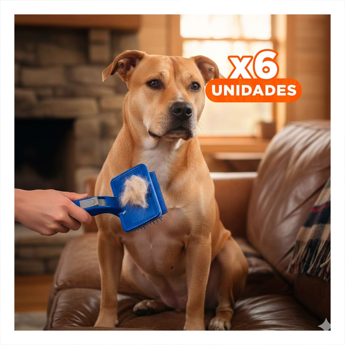 PACK6 DESENREDADOR PARA ANIMALES CON BOTON DE AUTOLIMPIEZA PLASTICO GRANDE Y+REGALO STICKER - 1