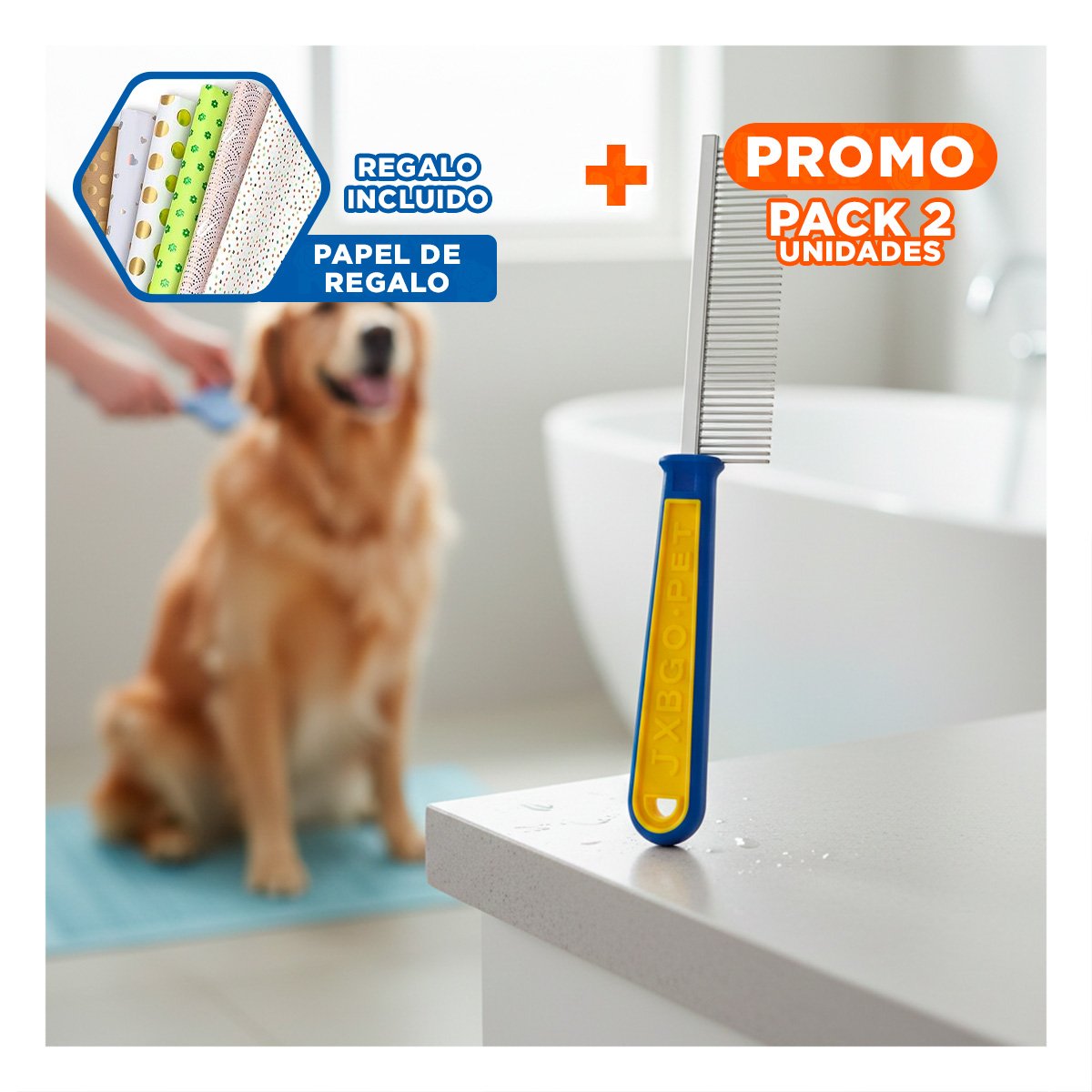 PACK2 HERRAMIENTA COMPACTA PARA CUIDADO DEL PELAJE Y+PAPEL REGALO - 1
