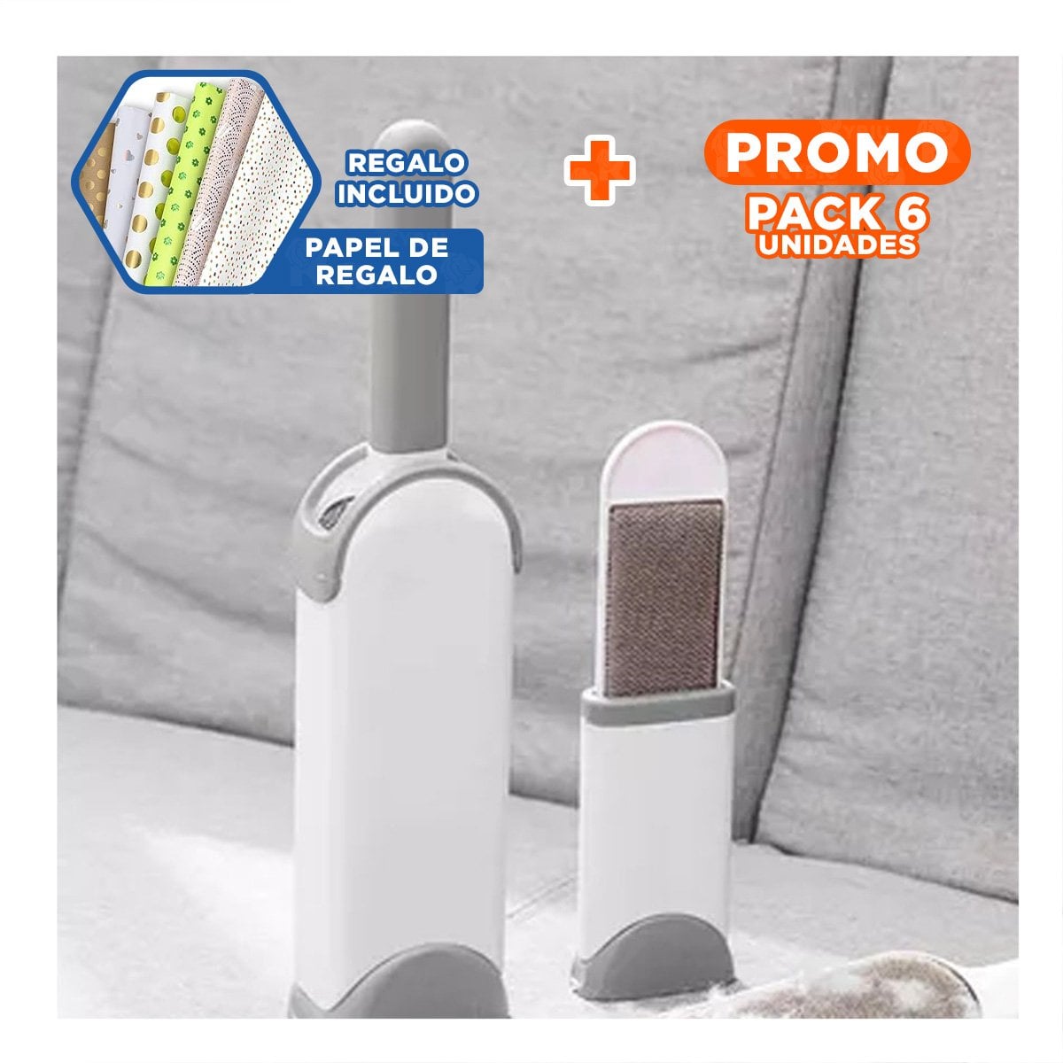 PACK6 RASTRILLO MULTIFUNCION PLOMO GRANDE PARA ROPA Y TAPICERIA USO COMODO Y+PAPEL REGALO - 1