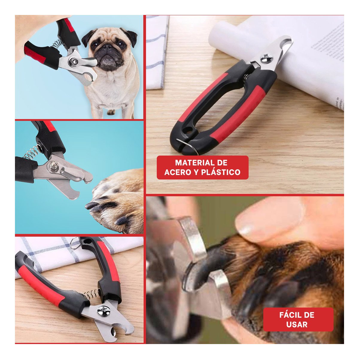SET DE PEDICURA PARA MASCOTAS CON TONO ROJO GRANDE PARA MAS ESTILO REAL Y+LIGAS REGALO - 5