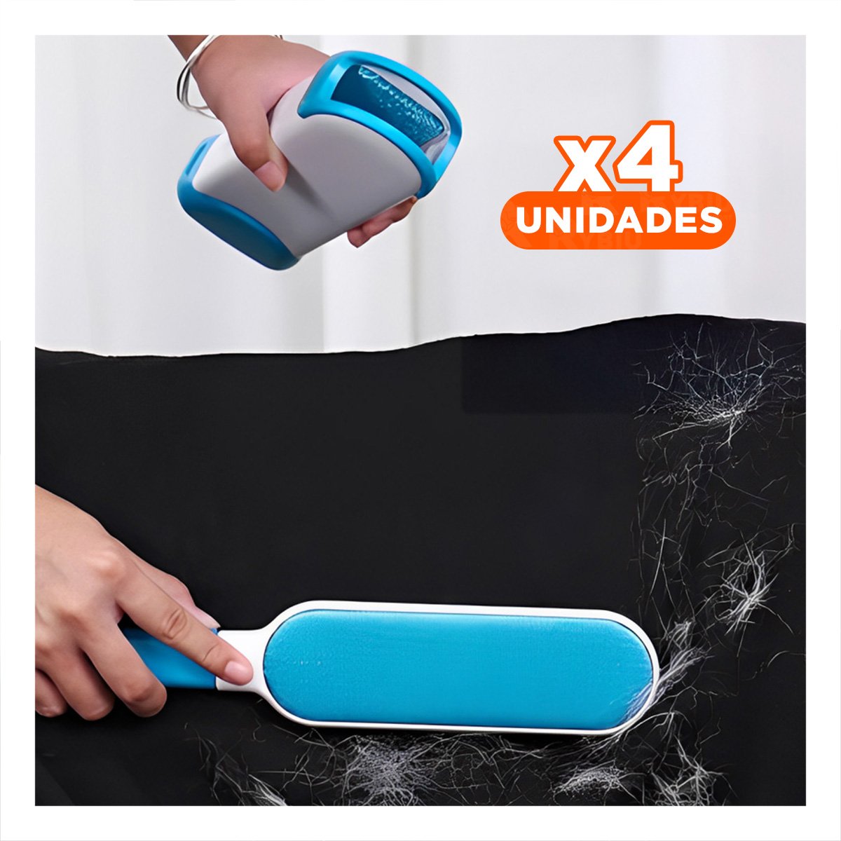 PACK4 ACCESORIO QUITA PELUSA CELESTE PRACTICO PARA MANTENER HOGAR LIMPIO - 1