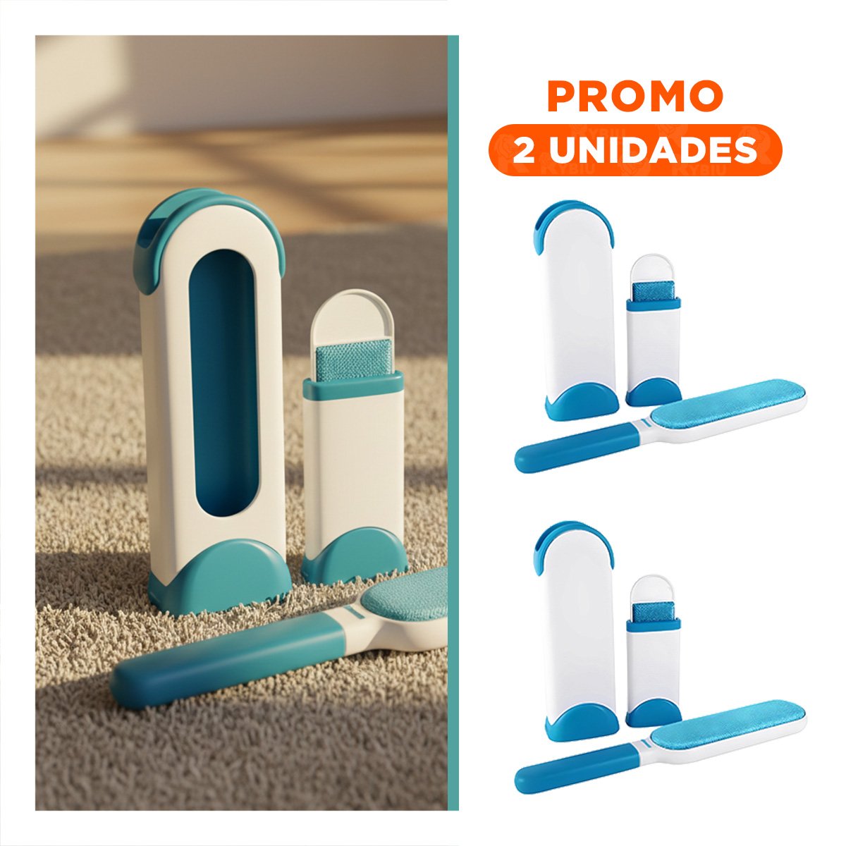 PACK2 UTENSILIO LIMPIA PELUSA CELESTE PRACTICO PARA MANTENER TODO HOGAR - 1