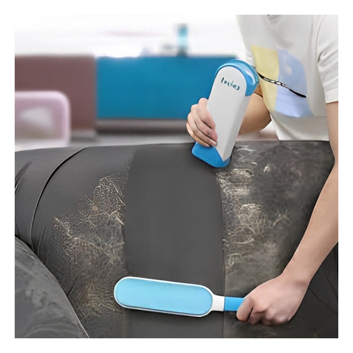 PACK2 UTENSILIO LIMPIA PELUSA CELESTE PRACTICO PARA MANTENER TODO HOGAR - 5