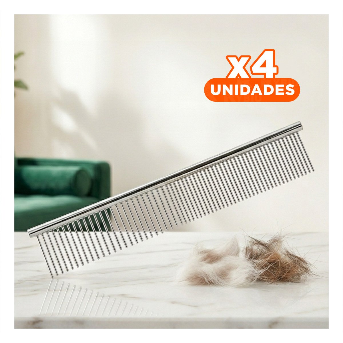 PACK4 ACCESORIO METALICO PARA QUITAR NUDOS EN MASCOTA PLATEADO - 1