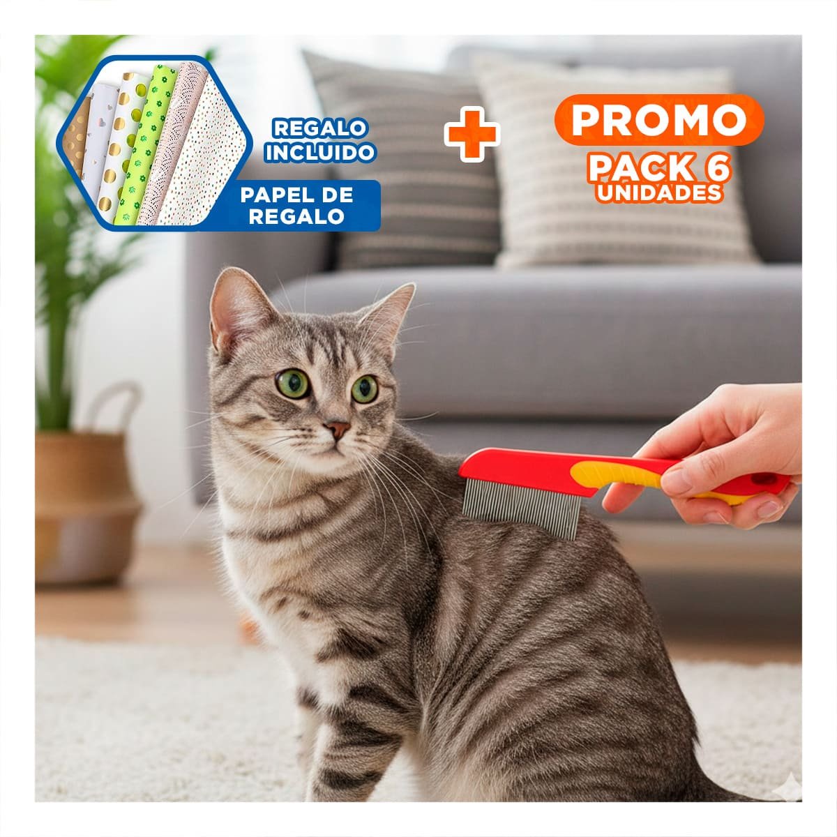 PACK6 HERRAMIENTA RESISTENTE DE HIGIENE CAPILAR ACERO ROJO Y+PAPEL REGALO - 1