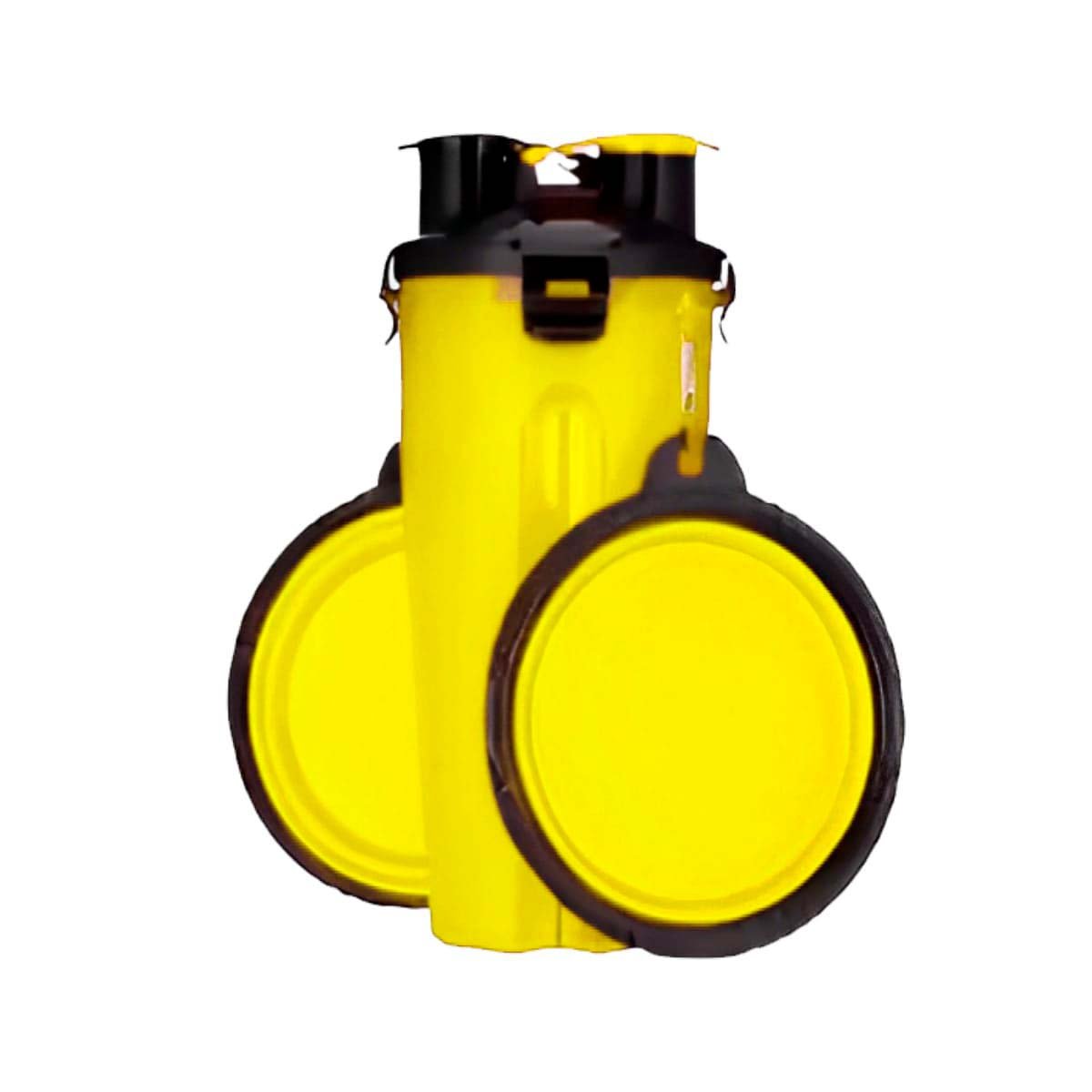 PACK6 CONTENEDOR DE VIAJE PARA MASCOTA CON PLATO PLEGABLE AMARILLO Y+REGALO STICKER - 2