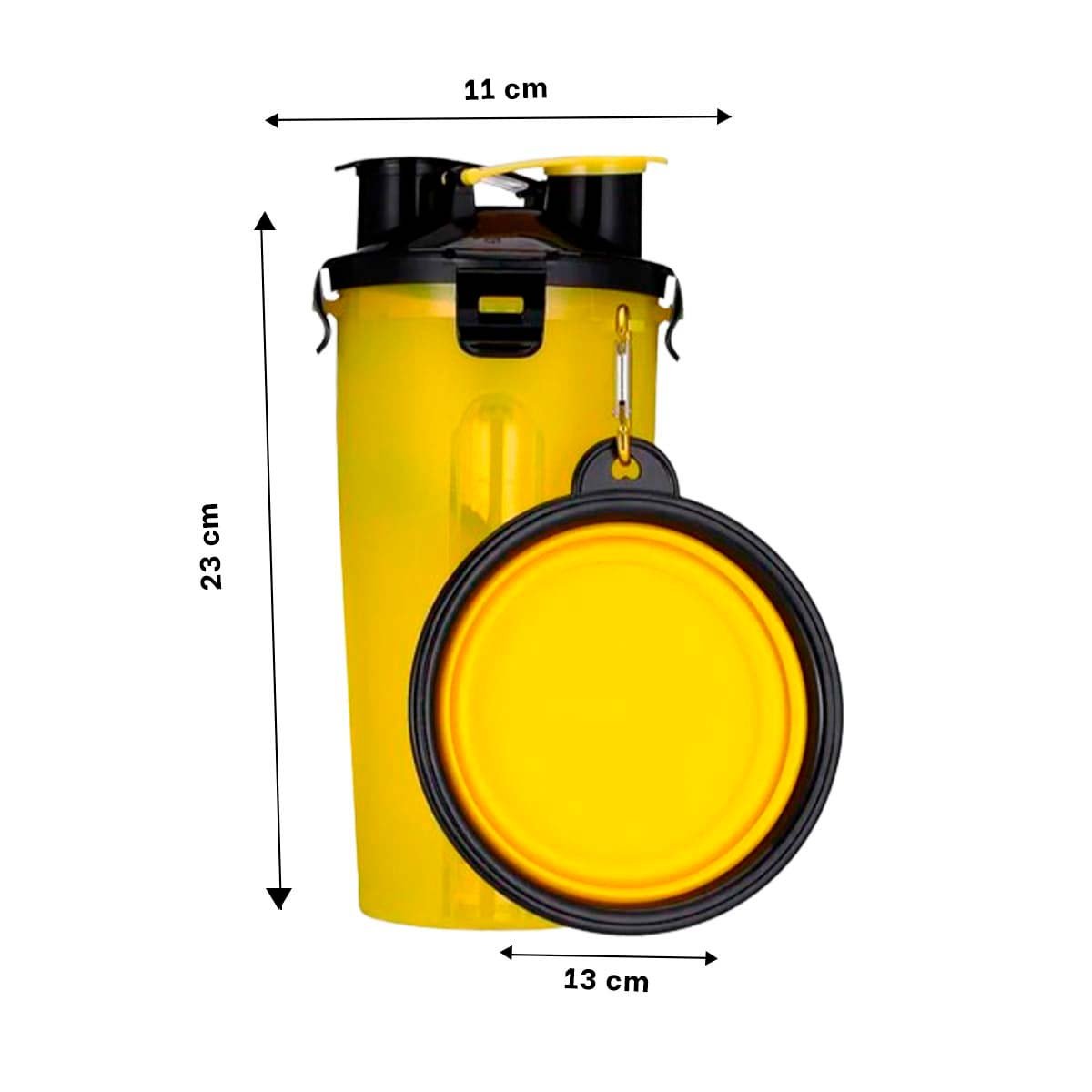 PACK6 CONTENEDOR DE VIAJE PARA MASCOTA CON PLATO PLEGABLE AMARILLO Y+REGALO STICKER - 4