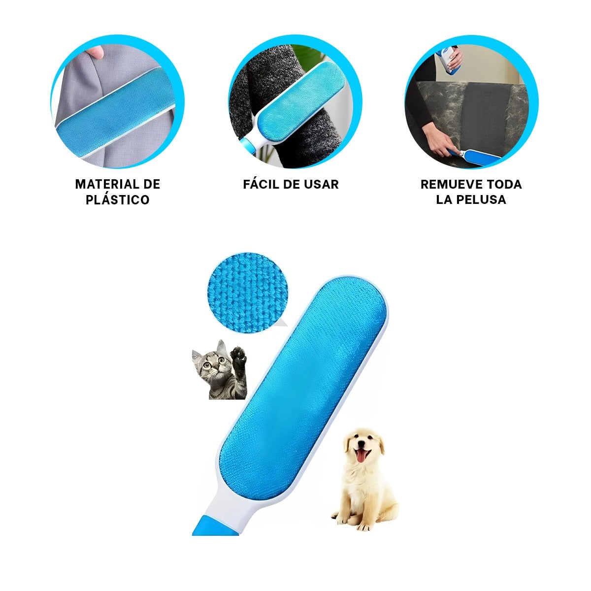 RODILLO LIMPIA PELUSA CELESTE PARA MANTENER HOGAR Y ROPA ORGANIZADOS - 3