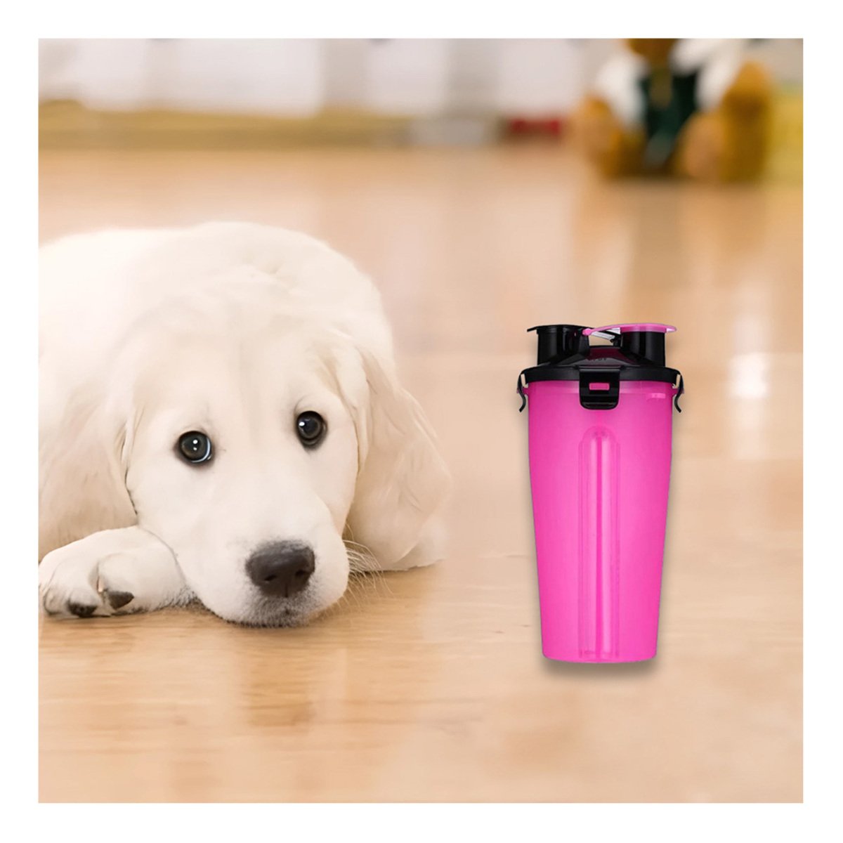 PACK4 CONTENEDOR PORTATIL PARA AGUA Y COMIDA DE MASCOTA ROSADO - 5