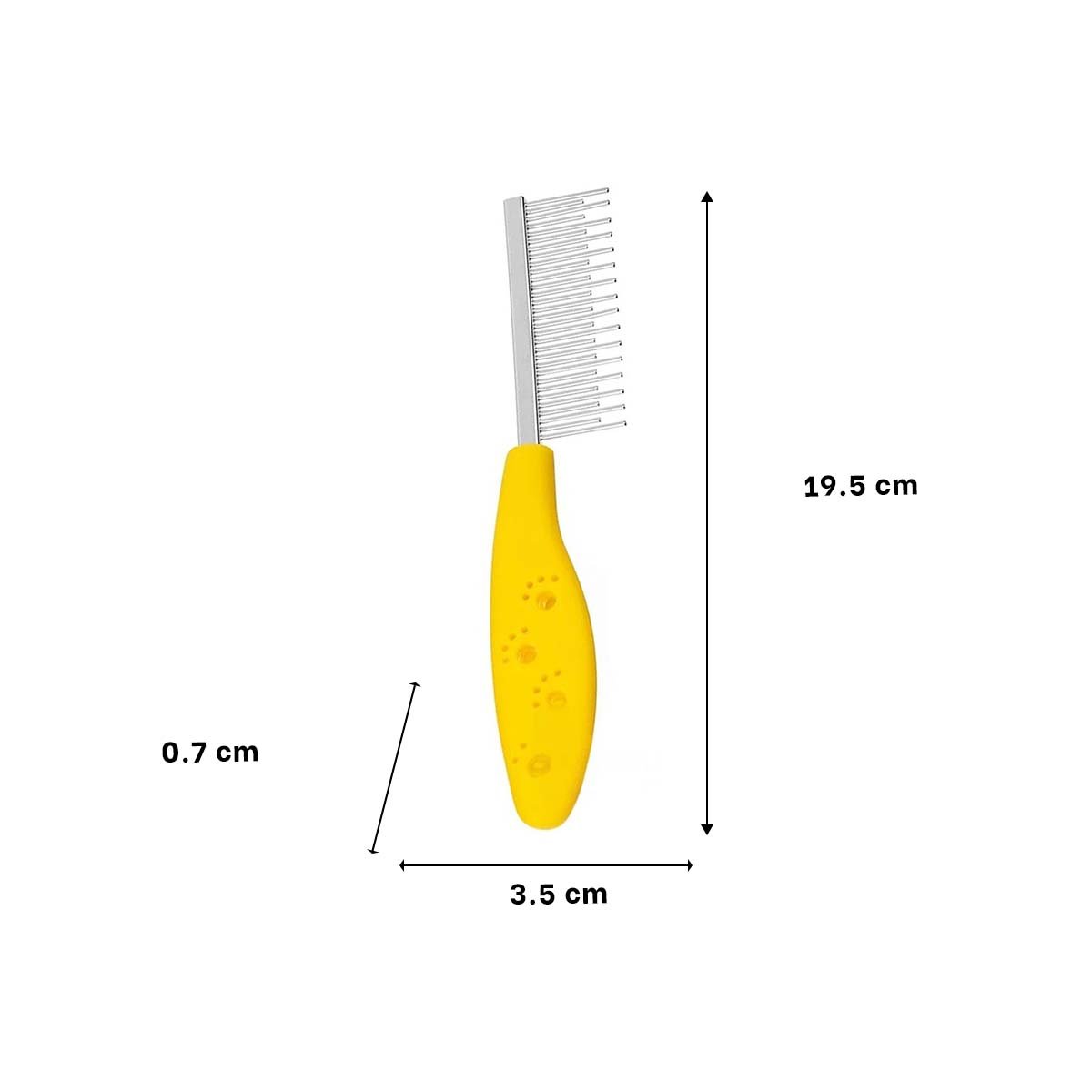 PACK2 UTENSILIO COMPACTO PARA MASCOTAS CON MANGO Y DIENTES DE DOS TAMANOS AMARILLO - 4