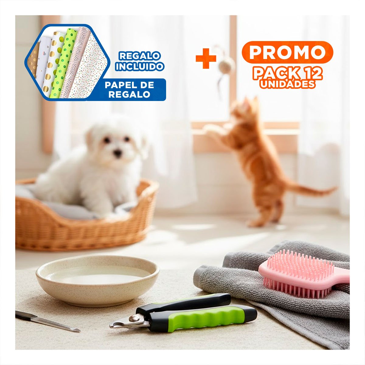 PACK12 SET DE PEDICURA PARA MASCOTAS DE FUNCION PRACTICA VERDE CON LIMA Y+PAPEL REGALO - 1