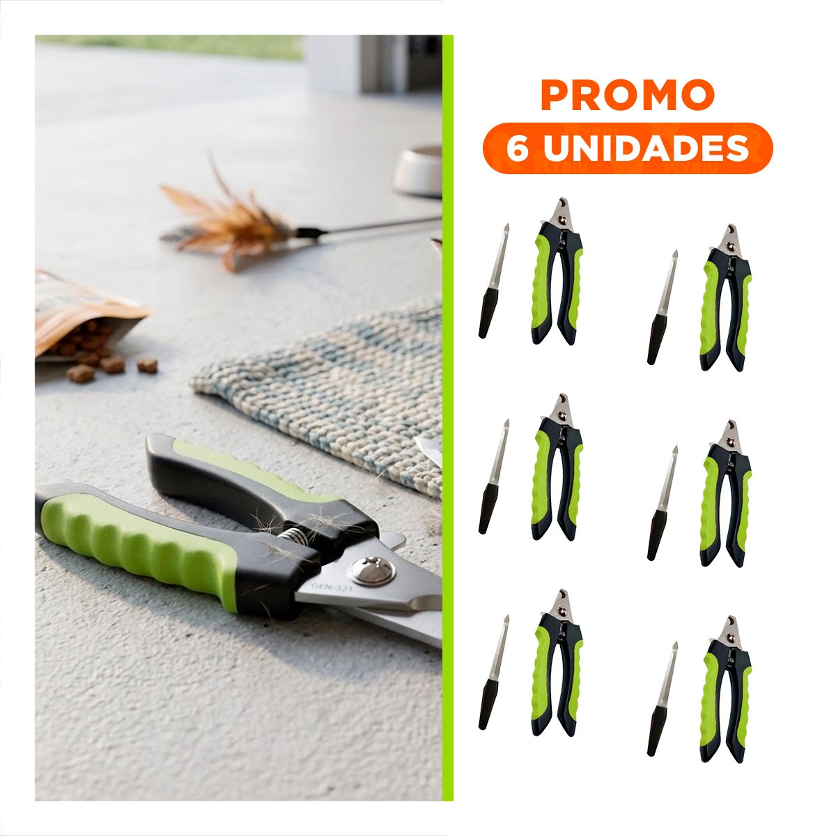 PACK6 SET DE PEDICURA PARA MASCOTAS PARA FOMENTAR MUCHA LIMPIEZA VERDE CON LIMA - 1