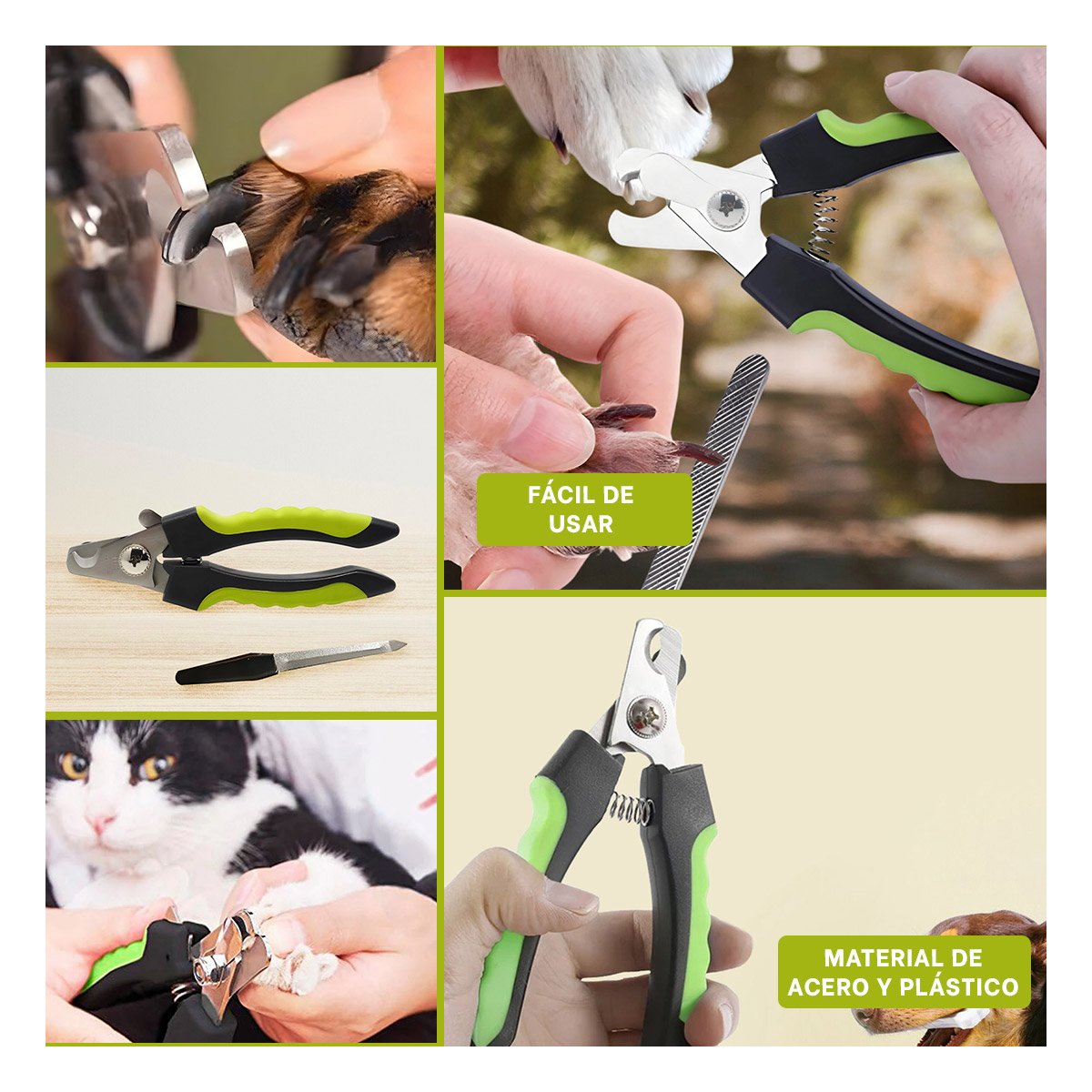 PACK6 HERRAMIENTA DE GROOMING CON TOPE VERDE CON LIMA PARA MAS SEGURIDAD Y+PAPEL REGALO - 3