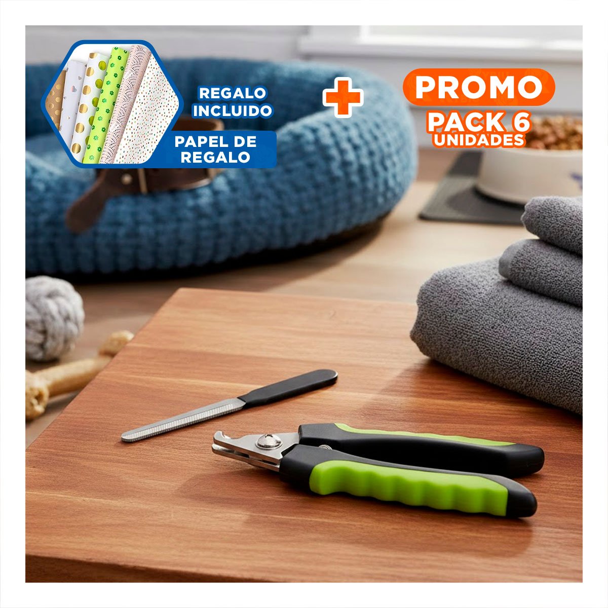 PACK6 HERRAMIENTA DE GROOMING CON TOPE VERDE TALLA L PARA MAS SEGURIDAD Y+PAPEL REGALO - 1