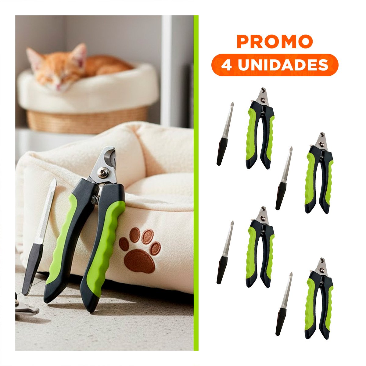 PACK4 CORTA UÑA PET VERDE CON LIMA DE CALIDAD ROBUSTA PARA MASCOTAS Y+REGALO STICKER - 1