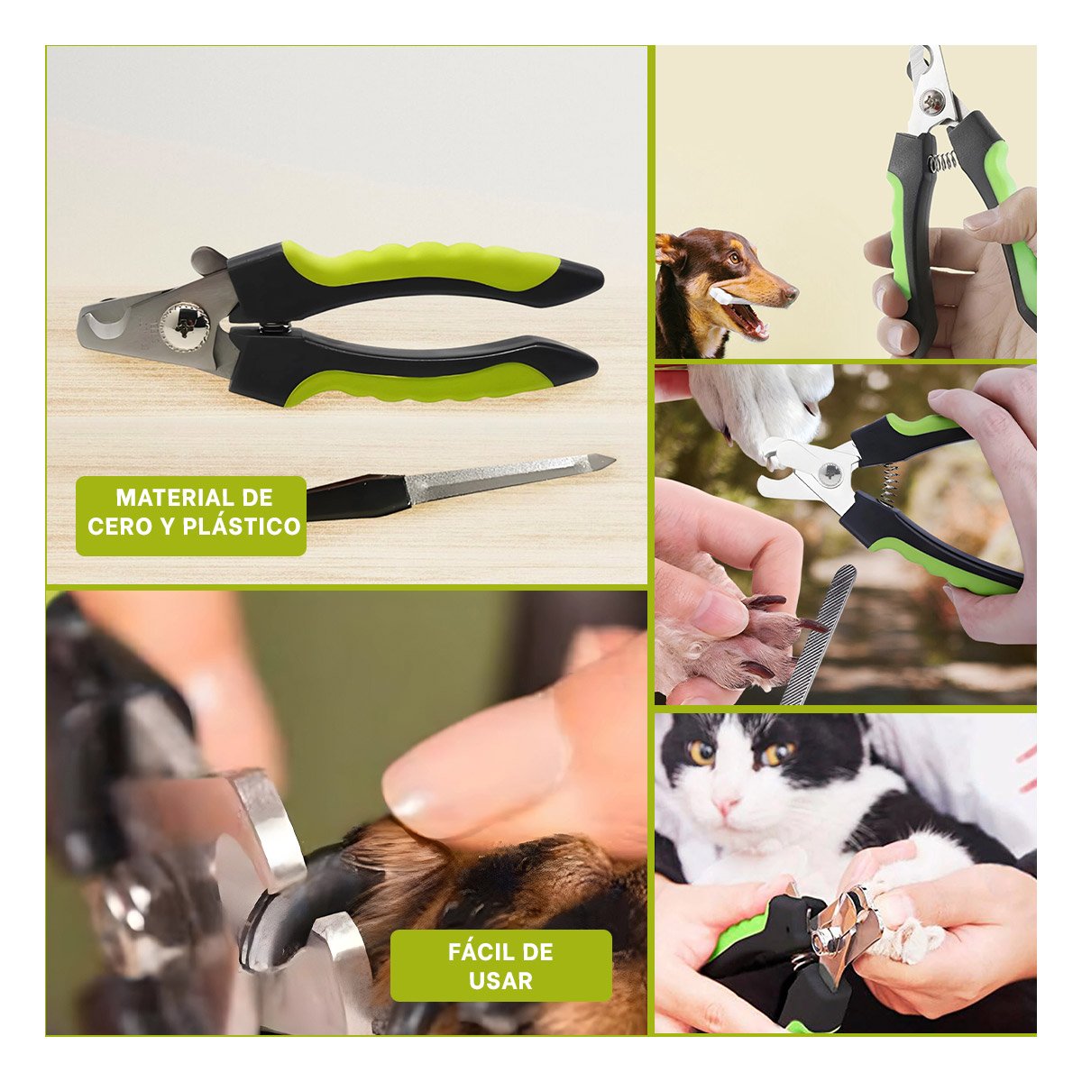 PACK4 CORTA UÑA PET VERDE CON LIMA DE CALIDAD ROBUSTA PARA MASCOTAS Y+REGALO STICKER - 2