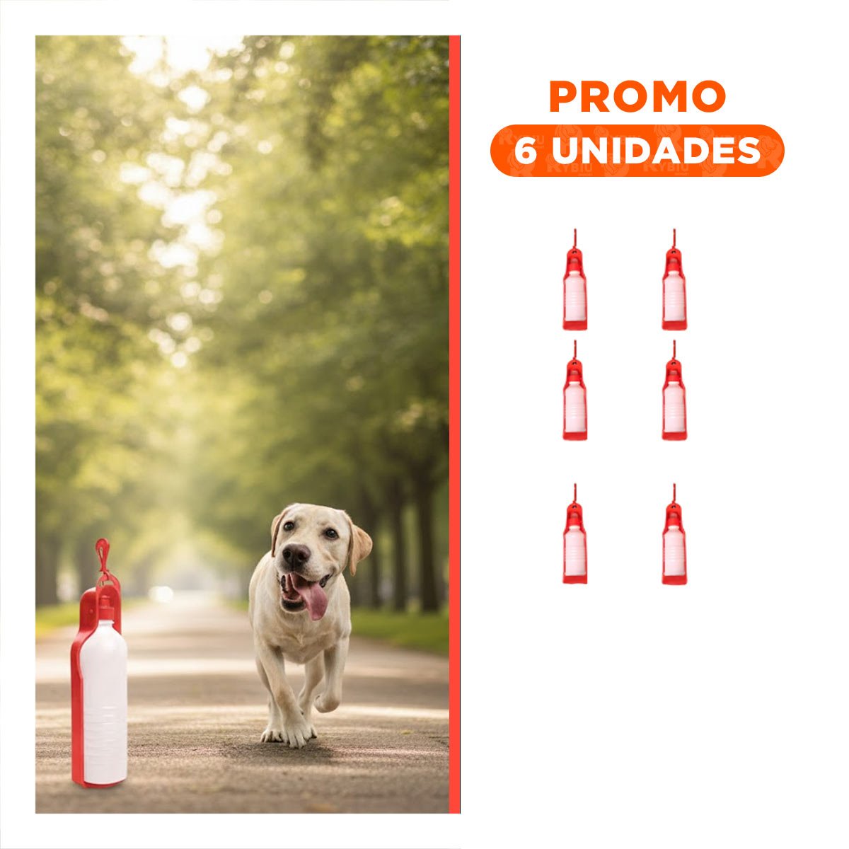 PACK6 RECIPIENTE COMPACTO ROJO PARA PERRO CON DISPENSADOR INTEGRADO - 1