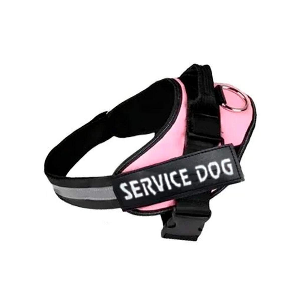 PACK4 CORREA DE TRABAJO SERVICE DOG TALLA XL ROSADO PARA PERRO FUERTE Y+PAPEL REGALO - 3