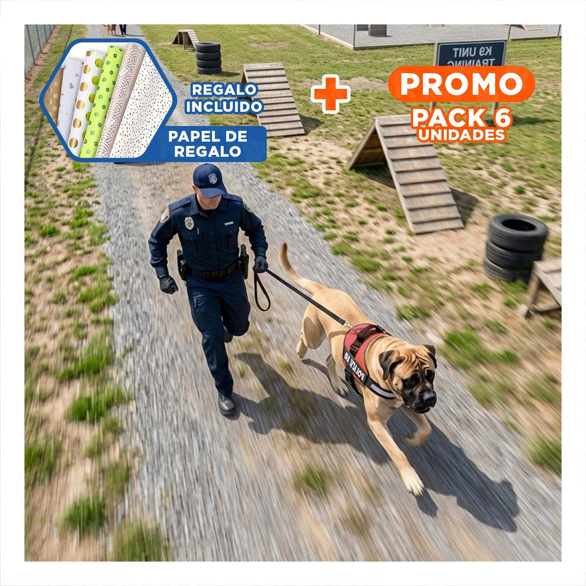 PACK6 PECHERA RESISTENTE SERVICE DOG TALLA XXL ROJO ENTRENAMIENTO Y+PAPEL REGALO - 1