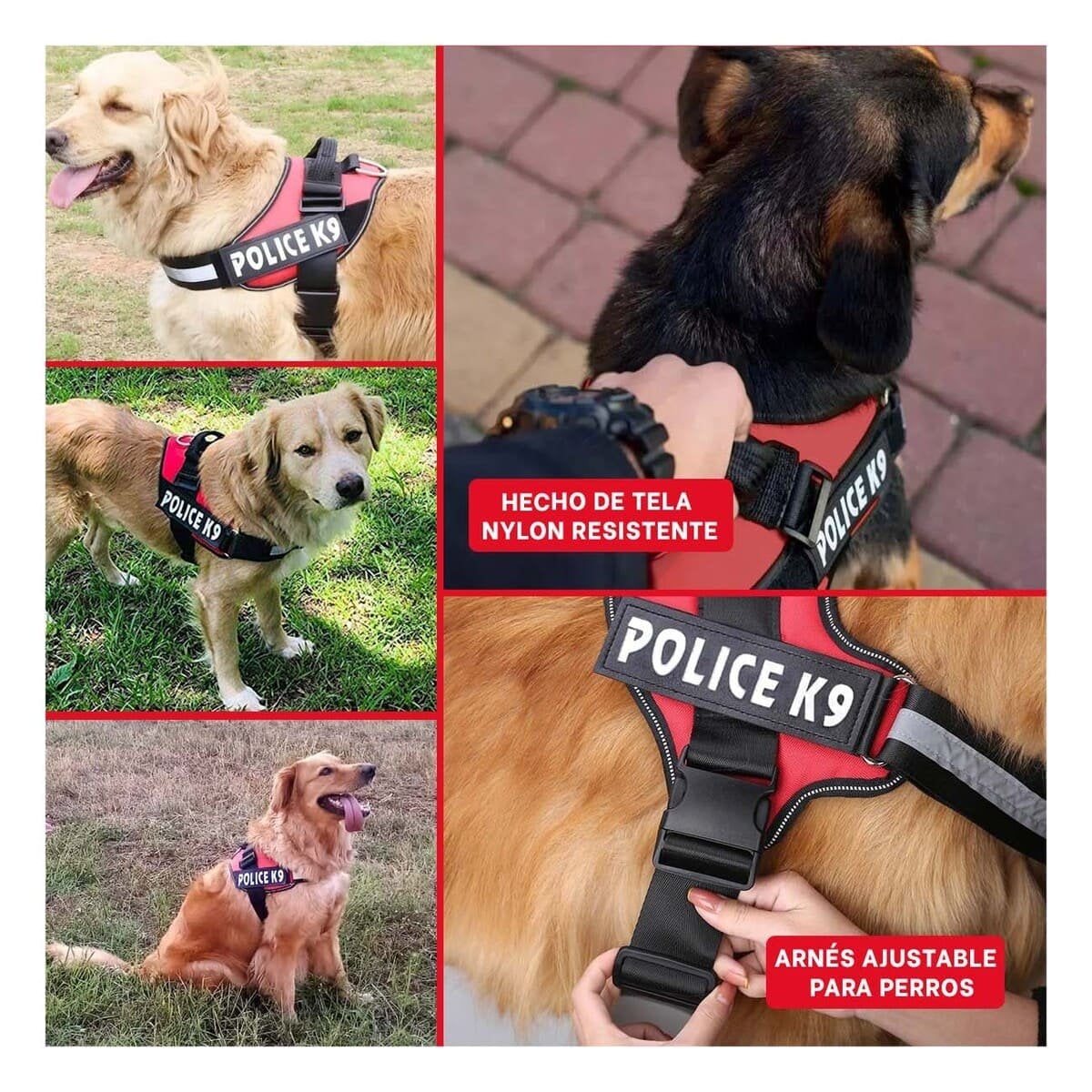 PACK6 PECHERA RESISTENTE SERVICE DOG TALLA XXL ROJO ENTRENAMIENTO Y+PAPEL REGALO - 3