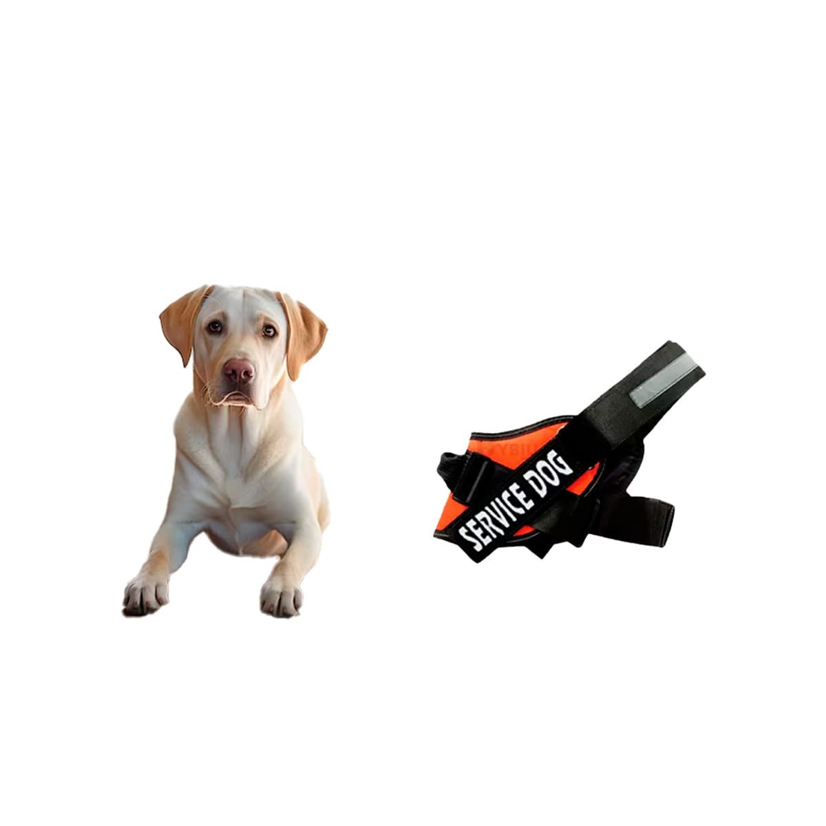 PACK4 EQUIPO AJUSTABLE SERVICE DOG TALLA S ANARANJADO MASCOTA ACTIVA Y+PAPEL REGALO - 3