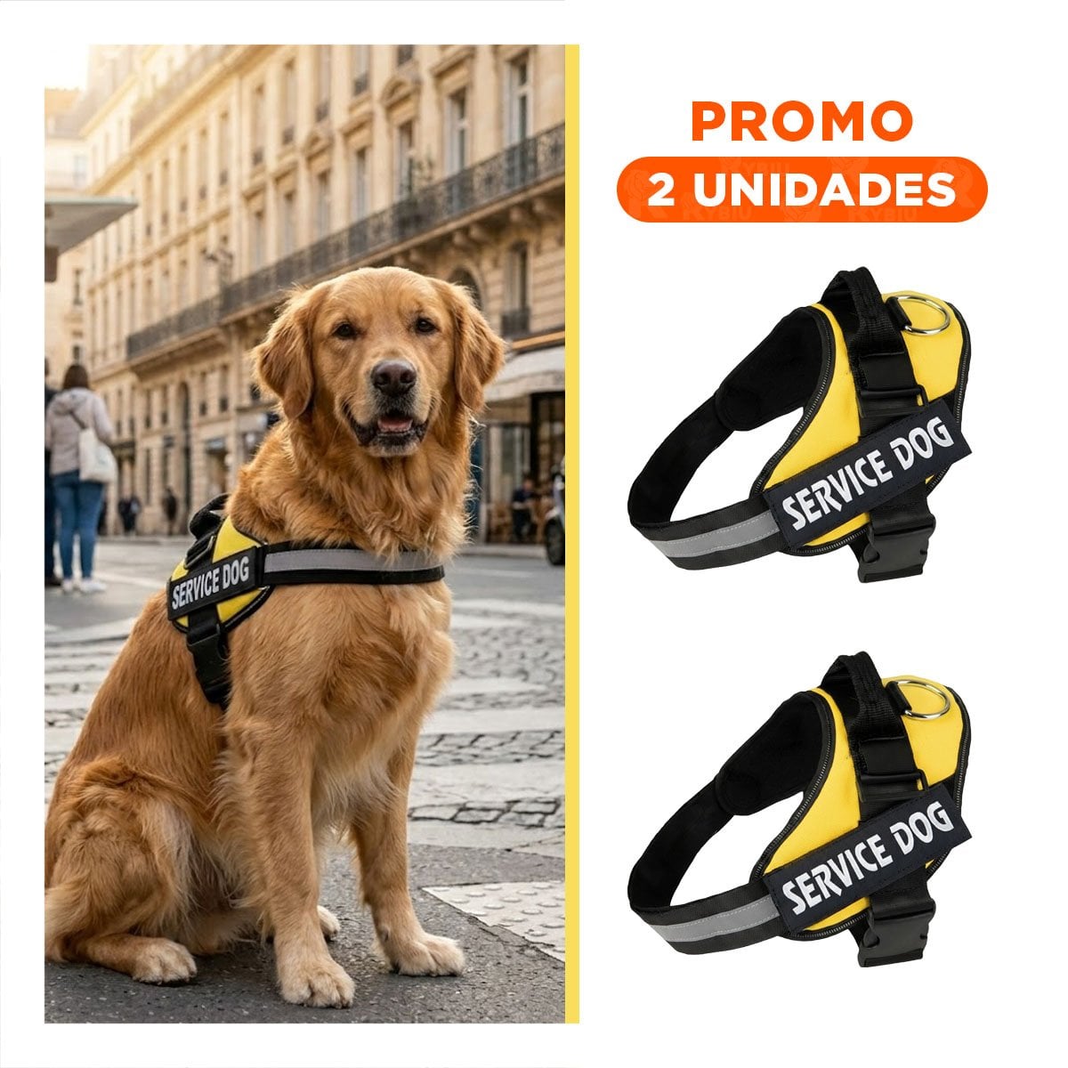 PACK2 ARNES REFORZADO SERVICE DOG TALLA XXL AMARILLO USO CONSTANTE - 1