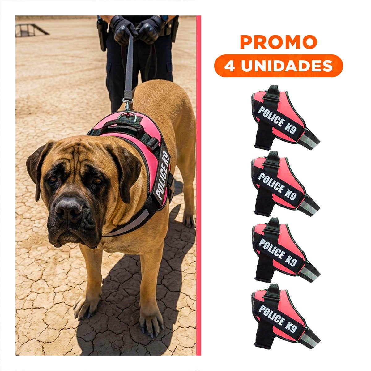 PACK4 ARNES REFORZADO SERVICE DOG TALLA XXL ROJO USO CONSTANTE Y+REGALO STICKER - 1