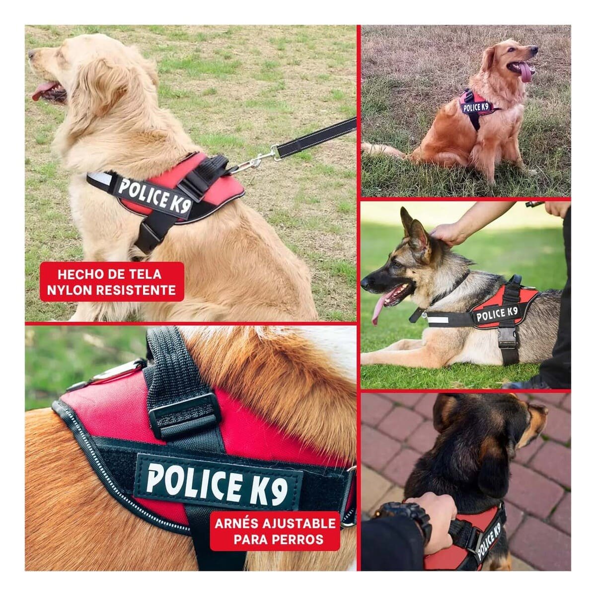 PACK4 ARNES REFORZADO SERVICE DOG TALLA XXL ROJO USO CONSTANTE Y+REGALO STICKER - 2