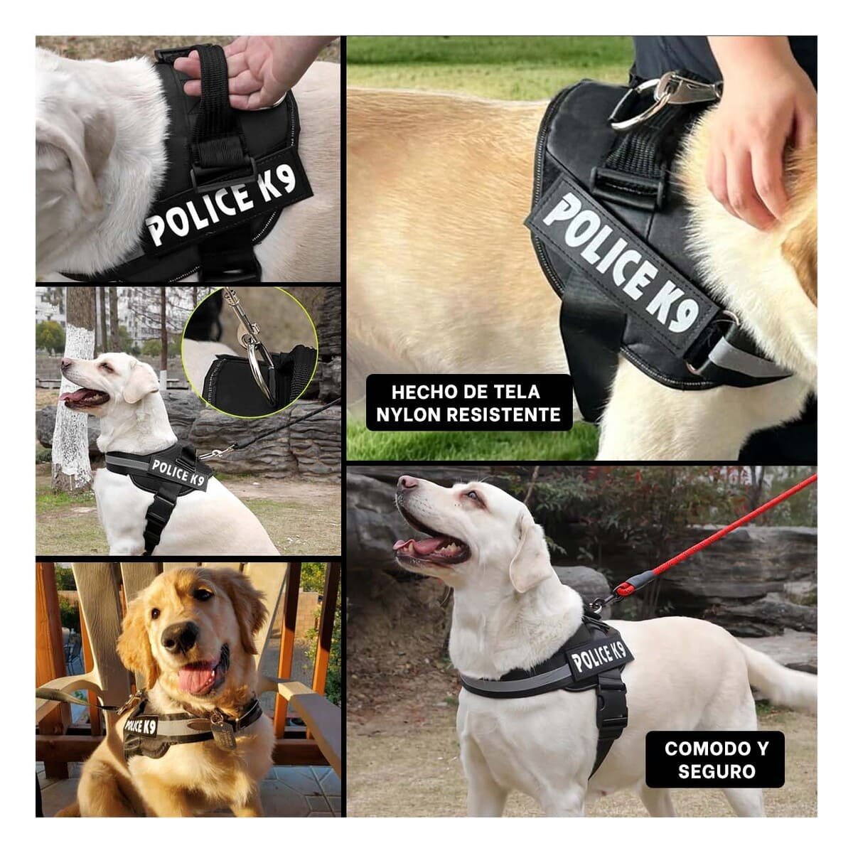 PACK2 CHALECO CANINO SERVICE DOG TALLA XXL NEGRO PARA APOYO Y+PAPEL REGALO - 3