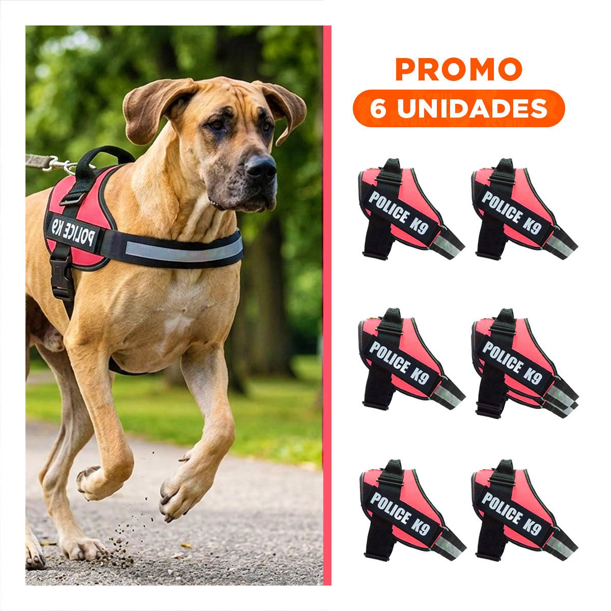 PACK6 CHALECO CANINO SERVICE DOG TALLA XXL ROJO PARA APOYO - 1