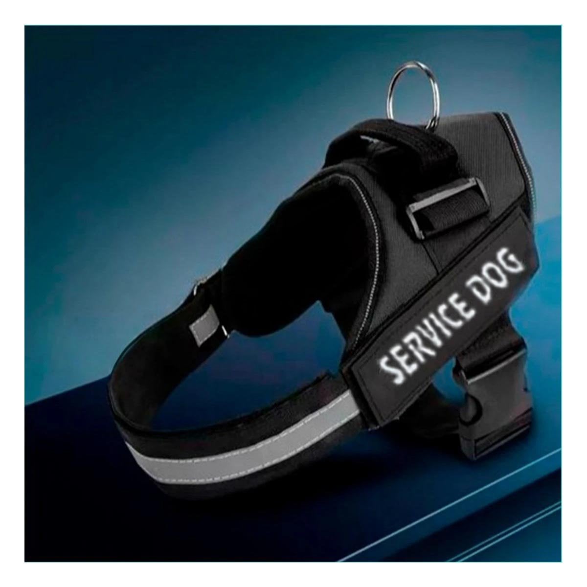 PACK4 EQUIPO AJUSTABLE SERVICE DOG TALLA XL NEGRO MASCOTA ACTIVA Y+PAPEL REGALO - 2