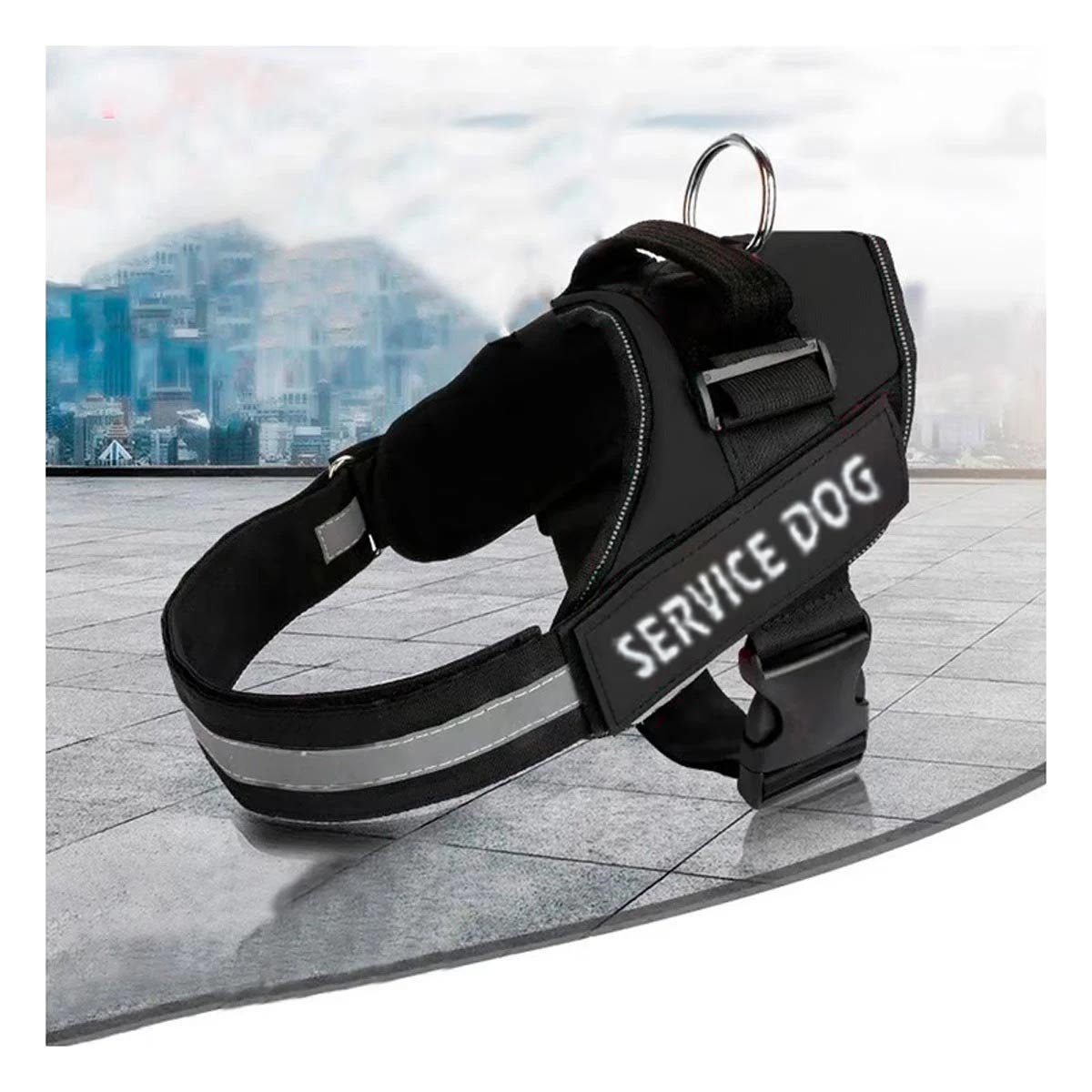 PACK4 EQUIPO AJUSTABLE SERVICE DOG TALLA XL NEGRO MASCOTA ACTIVA Y+PAPEL REGALO - 5