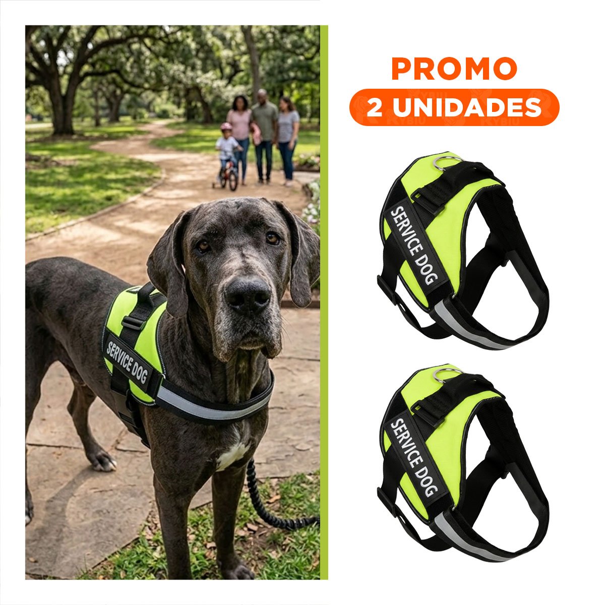 PACK2 ARNES REFORZADO SERVICE DOG TALLA XL VERDE USO CONSTANTE - 1