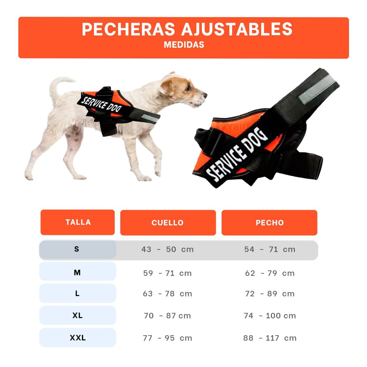 PACK2 PECHERA RESISTENTE SERVICE DOG TALLA S ANARANJADO ENTRENAMIENTO Y+REGALO STICKER - 4