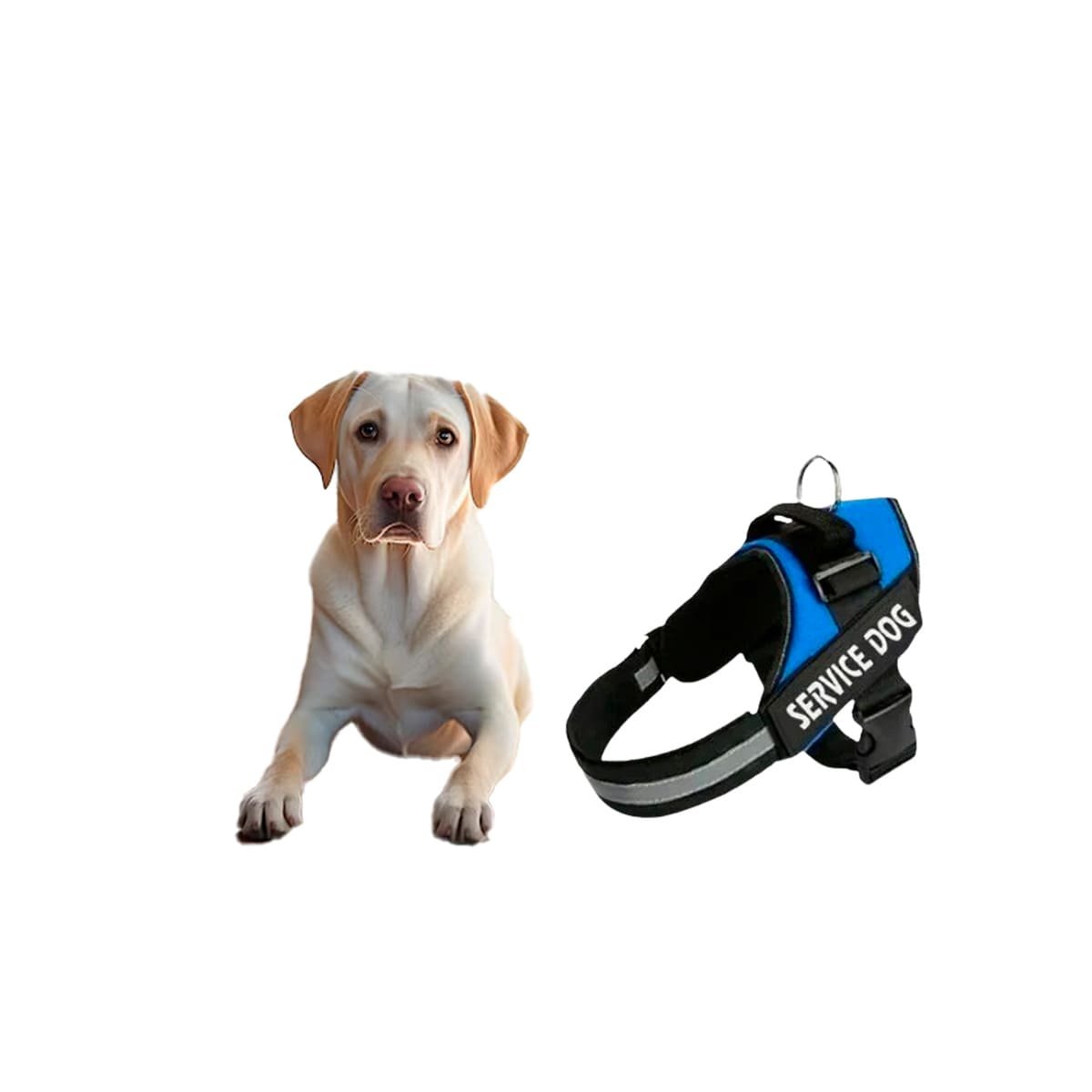 PACK6 CHALECO REFORZADO SERVICE DOG TALLA S AZUL PARA TRABAJO DIARIO Y+REGALO STICKER - 2