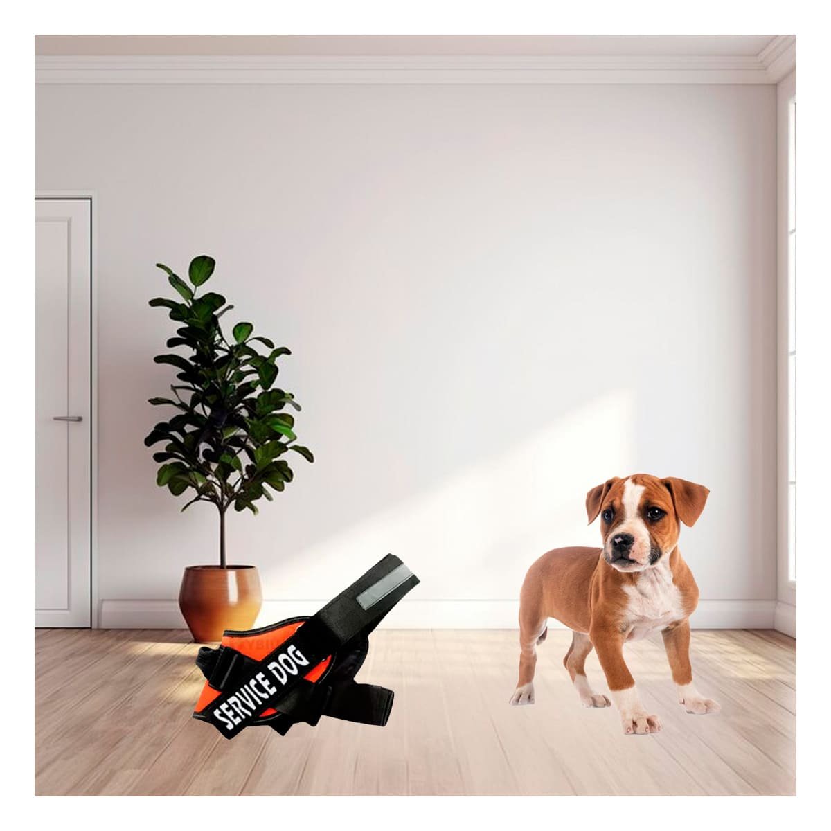 PACK6 CORREA AJUSTABLE SERVICE DOG TALLA S ANARANJADO PASEO DIARIO - 5